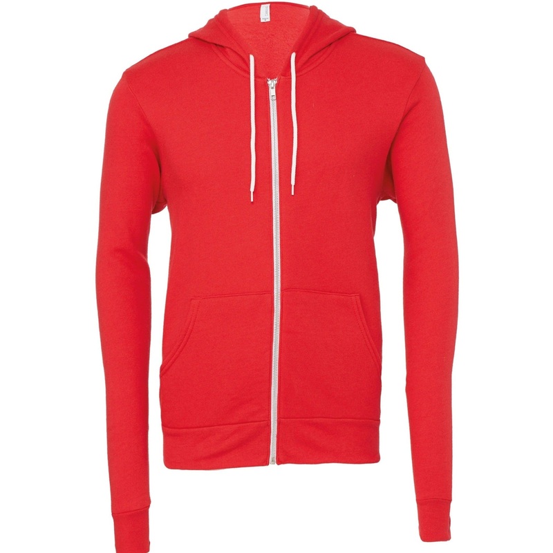 Bella Canvas Unisex Polycotton Fleece Full-Zip Hoodie – Red
