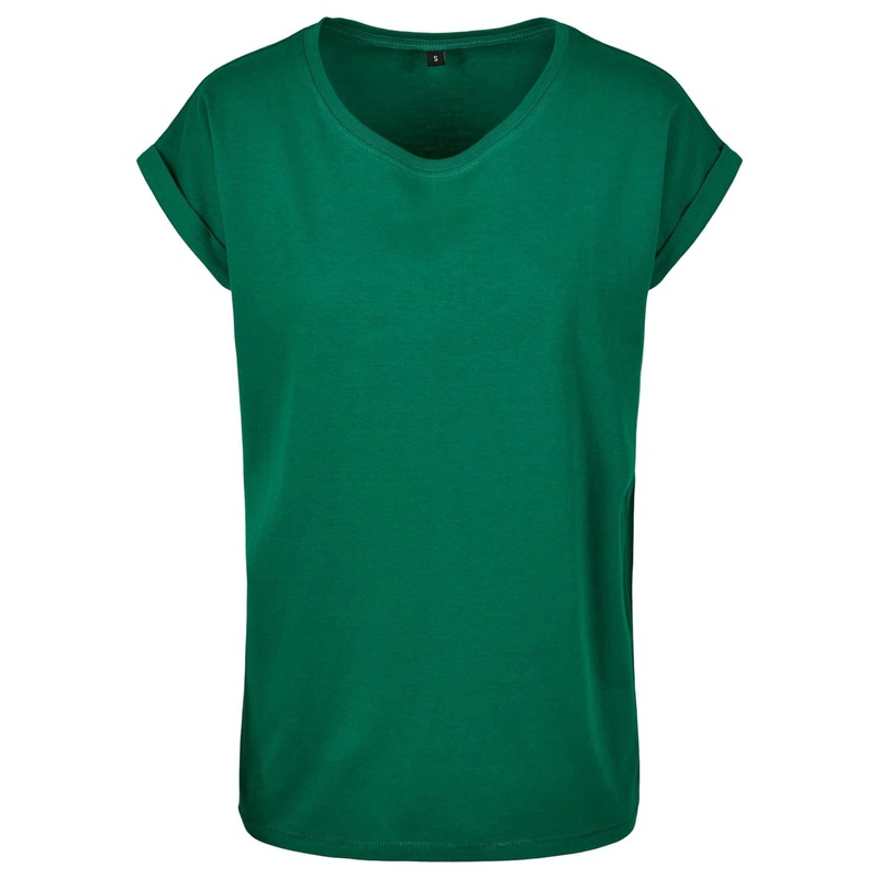 Build Your Brand Women’s Extended Shoulder Tee – Forest Green