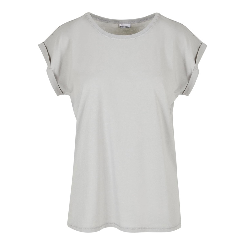 Build Your Brand Women’s Extended Shoulder Tee – Light Asphalt