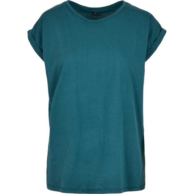 Build Your Brand Women’s Extended Shoulder Tee – Teal