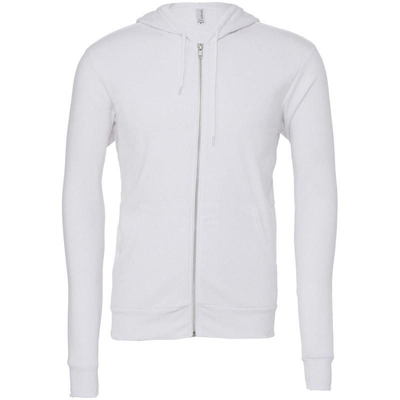 Bella Canvas Unisex Polycotton Fleece Full-Zip Hoodie – White