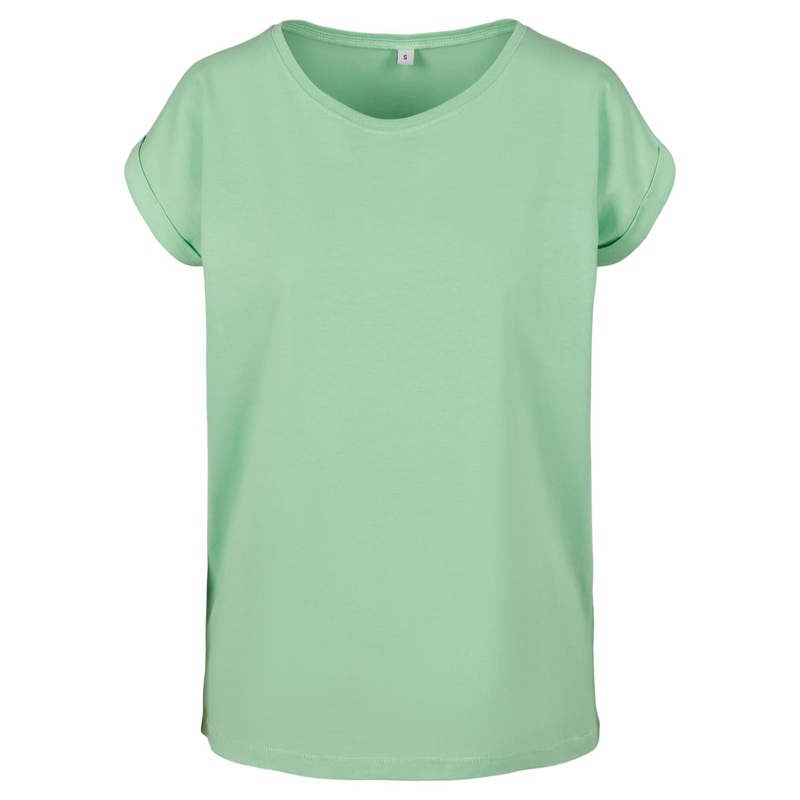 Build Your Brand Women’s Extended Shoulder Tee – Neo Mint
