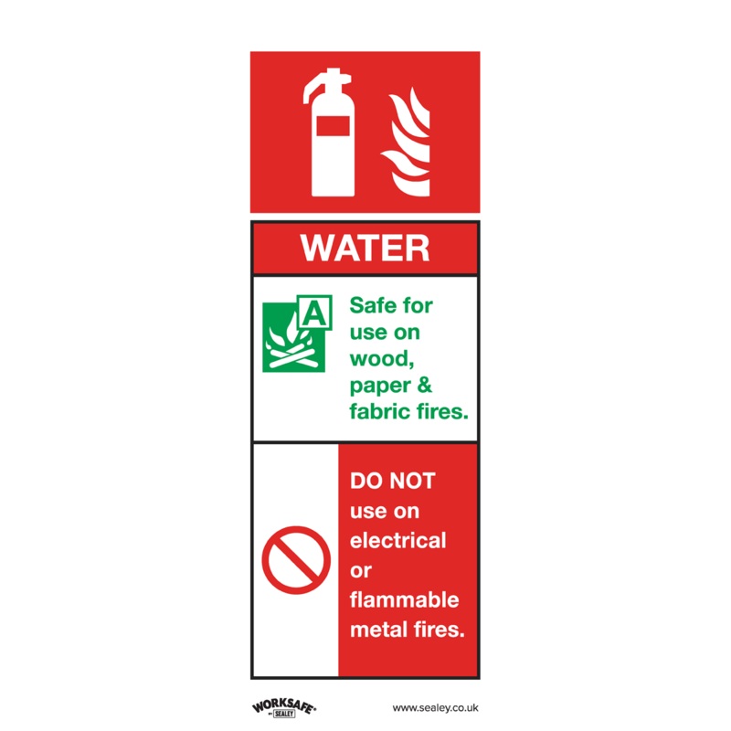 Sealey Safe Conditions Safety Sign – Water Fire Extinguisher – Self-Adhesive Vinyl