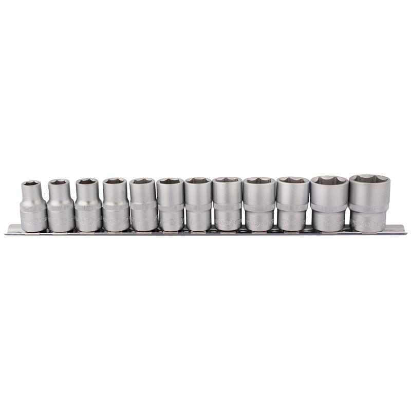 Draper 1/2 Square Drive Socket Set on Metal Rail (12 Piece)