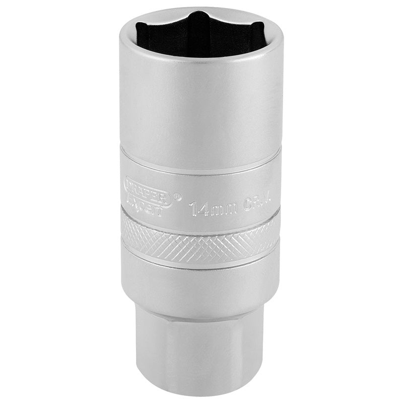 Draper 3/8 Square Drive 14mm Thread 6 Point Satin Chrome Spark Plug Socket (21mm Socket)