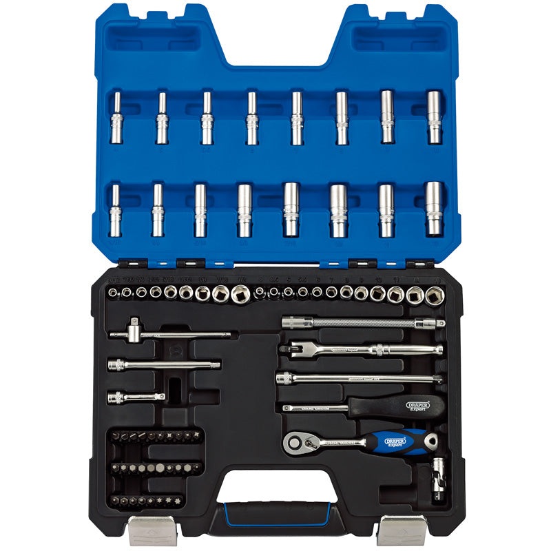 Draper 1/4 Sq. Dr. MM/AF Combined Socket Set (75 Piece)