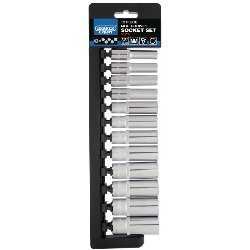 Draper 3/8 Sq. Dr. Draper Expert Multi-Drive Deep Socket Set (12 Piece)