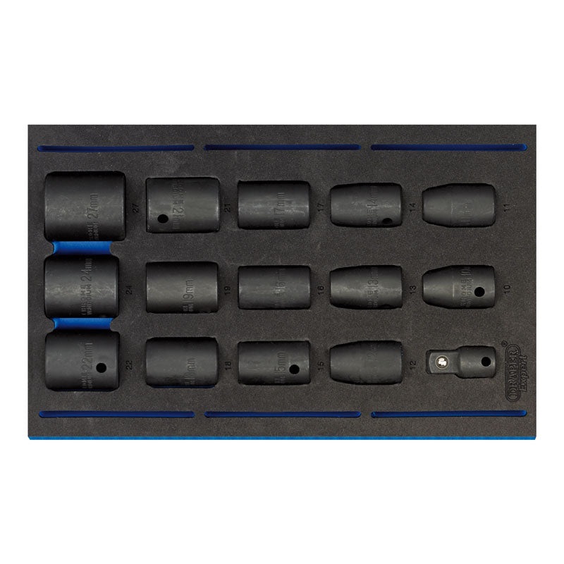 Draper 1/2 Sq. Dr. Impact Socket Set in 1/4 Drawer EVA Insert Tray (15 Piece)