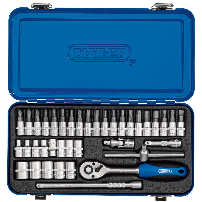 Draper 1/4 Sq. Dr. Metric Socket Set in Metal Case (38 piece)