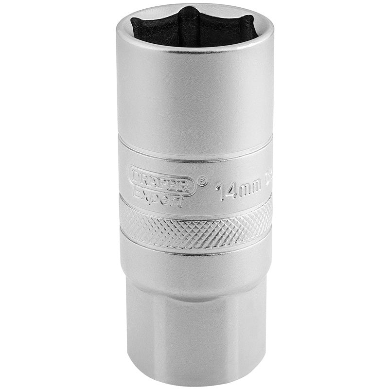 Draper 1/2 Square Drive 14mm Thread 6 Point Satin Chrome Spark Plug Socket (21mm Socket)