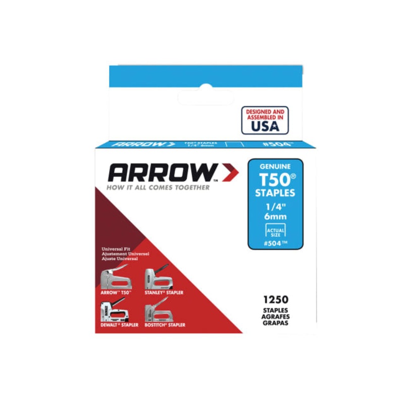 Arrow T50 Staples 6mm (1/4in) (Box 1250)