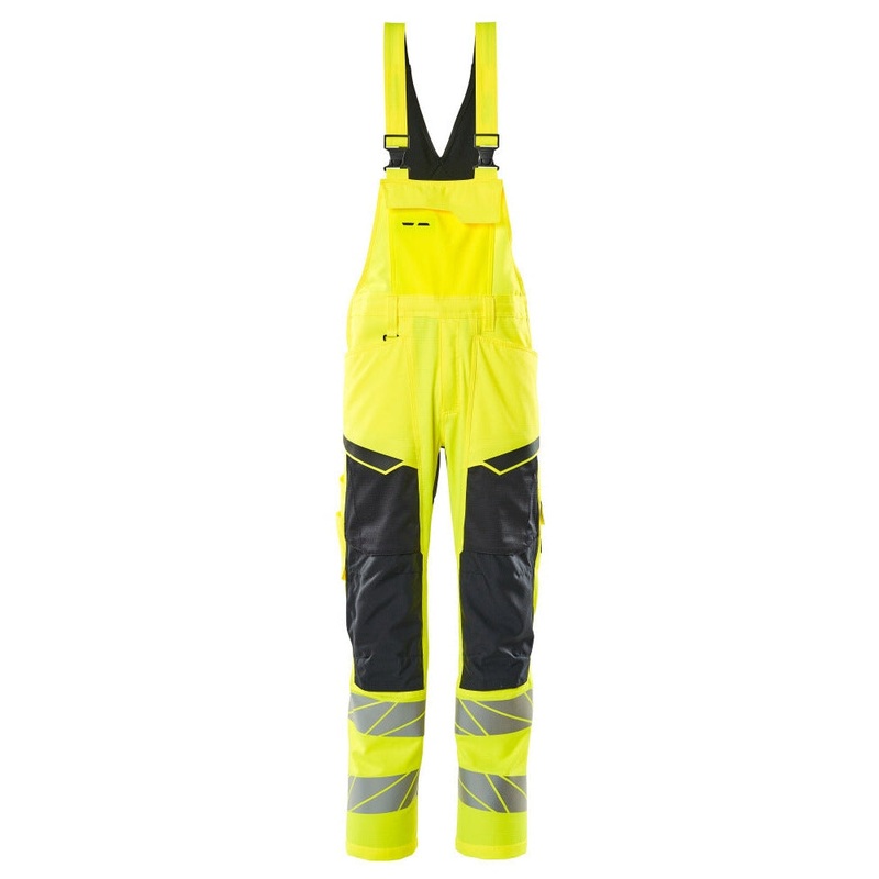 Mascot Accelerate Safe Bib & Brace with Kneepad Pockets – Hi-Vis Yellow/Dark Navy