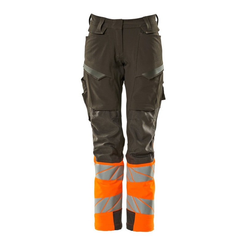Mascot Accelerate Safe Ladies Diamond Fit Trousers with Kneepad Pockets – Grey/Hi-Vis Orange
