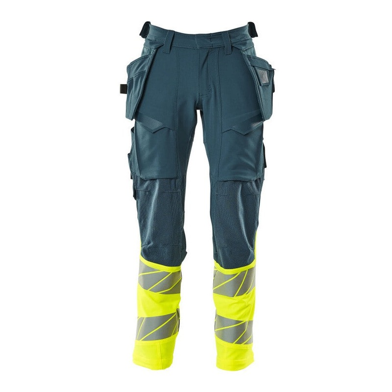 Mascot Accelerate Safe Trousers with Holster Pockets – Dark Petroleum/Hi-Vis Yellow