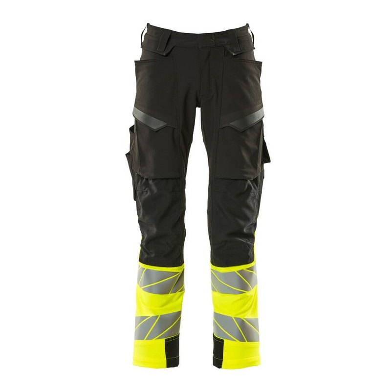 Mascot Accelerate Safe Trousers with Kneepad Pockets – Black/Hi-Vis Yellow