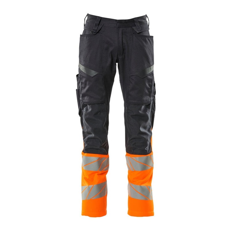 Mascot Accelerate Safe Trousers with Kneepad Pockets – Dark Navy/Hi-Vis Orange
