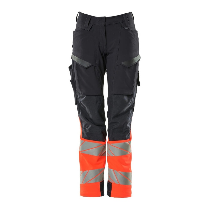 Mascot Accelerate Safe Ladies Diamond Fit Trousers with Kneepad Pockets – Dark Navy/Hi-Vis Red