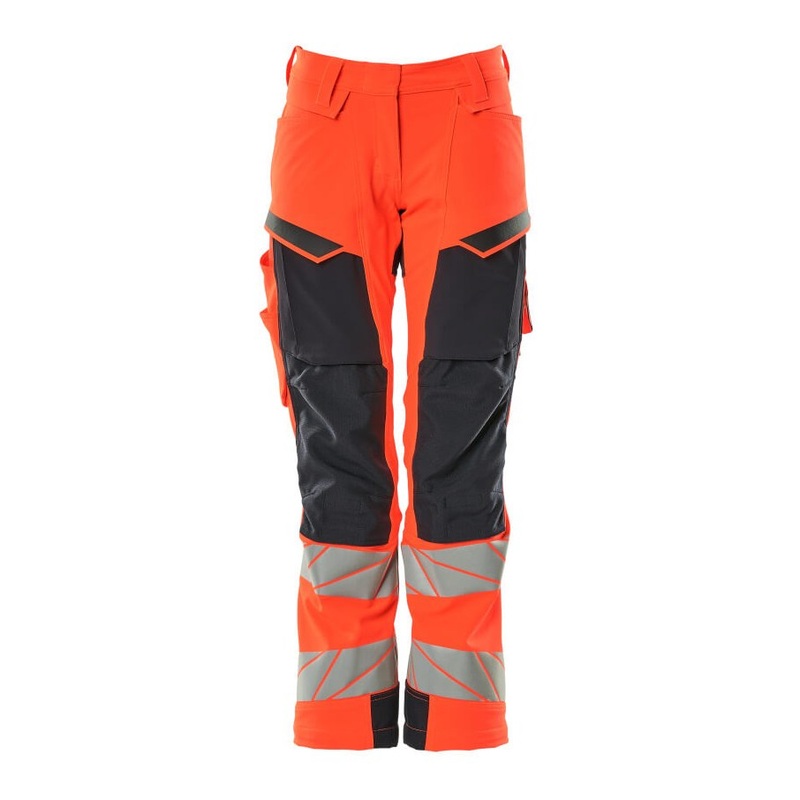 Mascot Accelerate Safe Ladies Diamond Fit Trousers with Kneepad Pockets – Hi-Vis Red/Dark Navy
