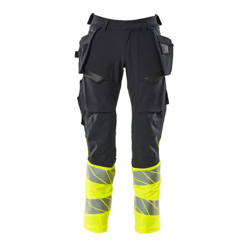 Mascot Accelerate Safe Trousers with Holster Pockets – Dark Navy/Hi-Vis Yellow