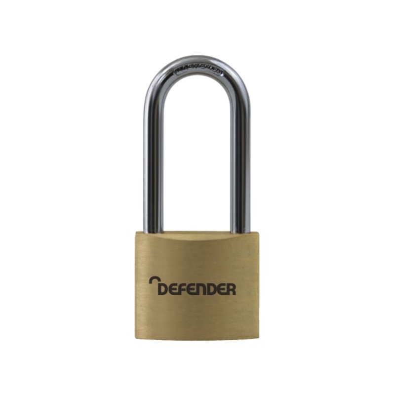 DEFENDER Brass Padlock Long Shackle 40mm Keyed Alike