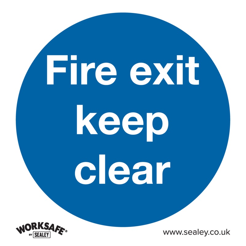 Sealey Mandatory Safety Sign – Fire Exit Keep Clear – Self-Adhesive Vinyl