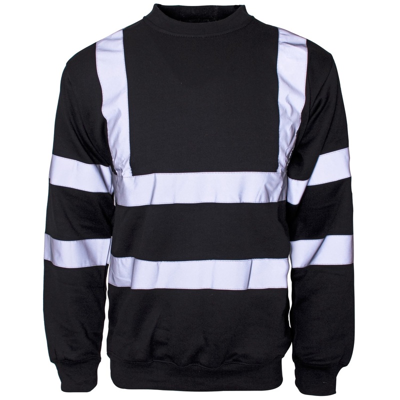 Supertouch Hi Vis Black Crew Neck Sweatshirt