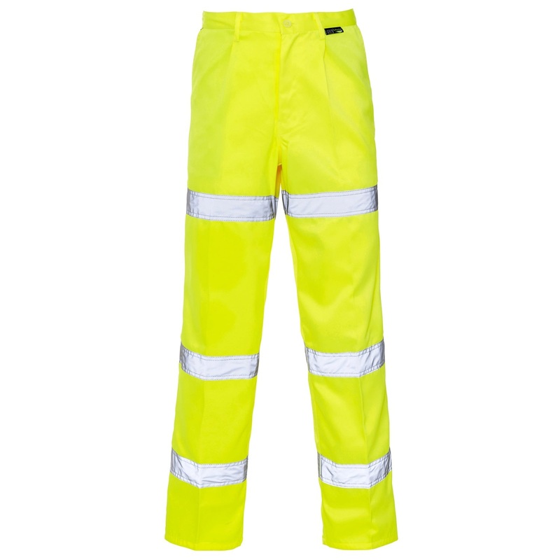 Supertouch Hi Vis Yellow 3 Band Polycotton Trousers – Long