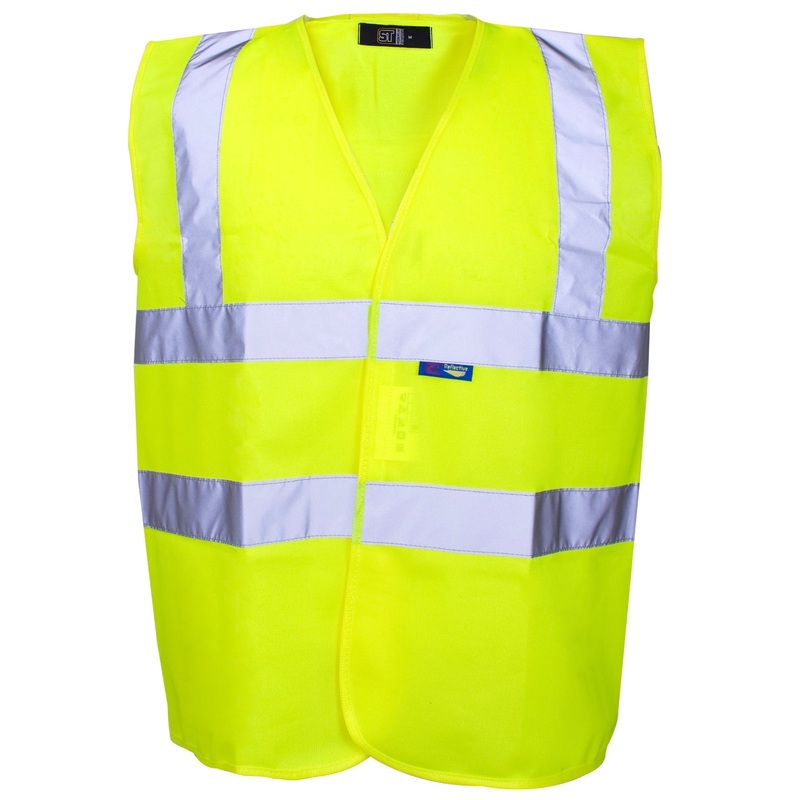 Supertouch Hi Vis Yellow Velcro Vest – Yellow Binding – Velcro