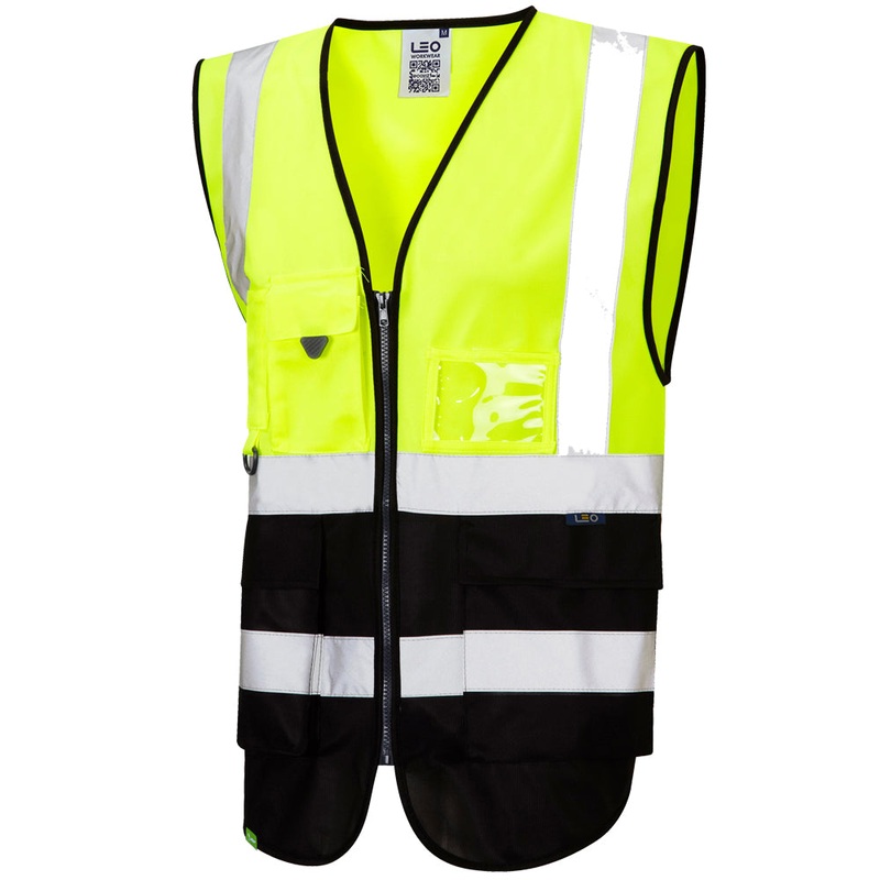Leo Workwear LYNTON Leo EcoViz Superior Waistcoat – Hi-Vis Yellow/Black
