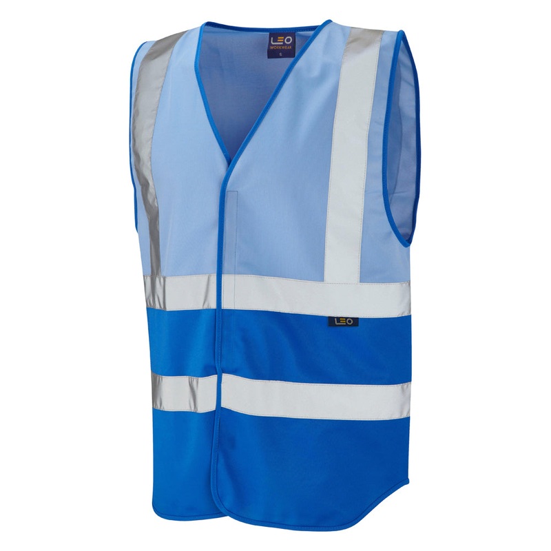 Leo Workwear PILTON Leo EcoViz Reflective Waistcoat – Sky/Royal