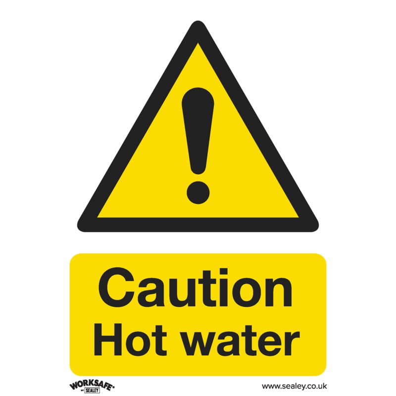 Sealey Warning Safety Sign – Caution Hot Water – Self-Adhesive Vinyl