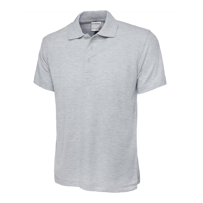 Uneek Men’s Ultra Cotton Poloshirt Heather Grey