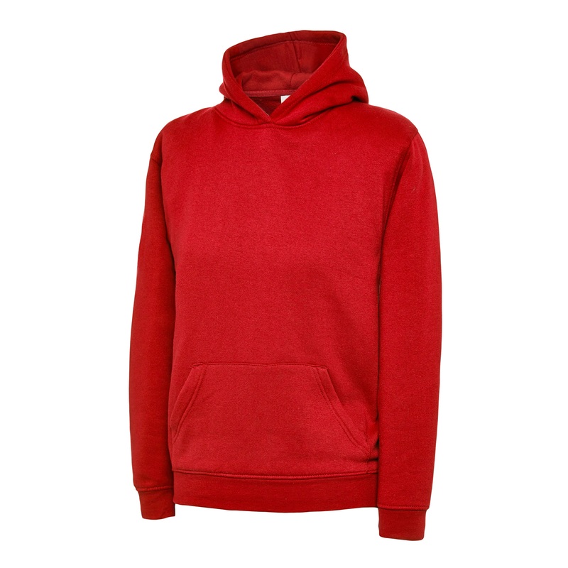 Uneek Childrens Hooded Sweatshirt  Red