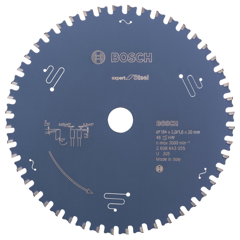 Bosch Professional Circular Saw Blade Expert for Steel – 184 x 20 x 2.0 mm, 48 Teeth