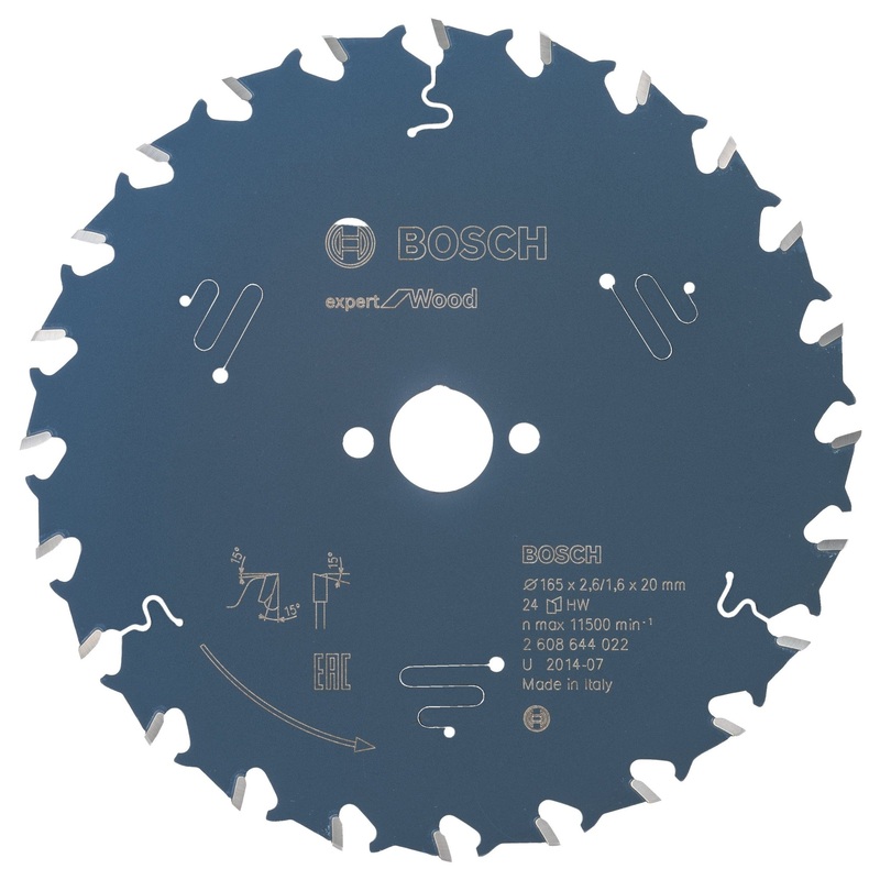 Bosch Professional Circular Saw Blade Expert for Wood – 165 x 20 x 2.6 mm, 24 Teeth
