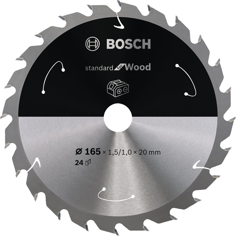 Bosch Professional Circular Saw Blade for Cordless Saws – Standard for Wood – 165×1.5/1×20 T24