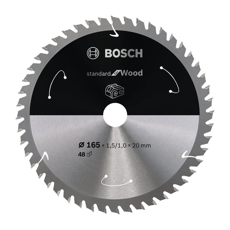 Bosch Professional Circular Saw Blade for Cordless Saws – Standard for Wood – 165×1.5/1×20 T48