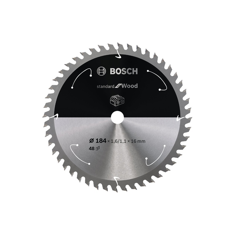 Bosch Professional Circular Saw Blade for Cordless Saws – Standard for Wood – 184×1.6/1.1×16 T48
