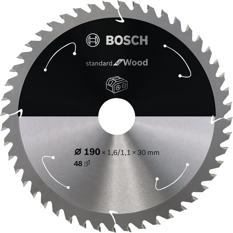 Bosch Professional Circular Saw Blade for Cordless Saws – Standard for Wood – 190×1.6/1.1×30 T48