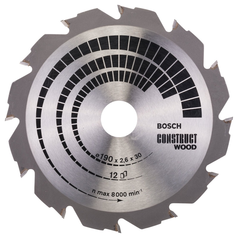 Bosch Professional Construct Wood Circular Saw Blade – 190 x 30 x 2.6mm, 12 Teeth