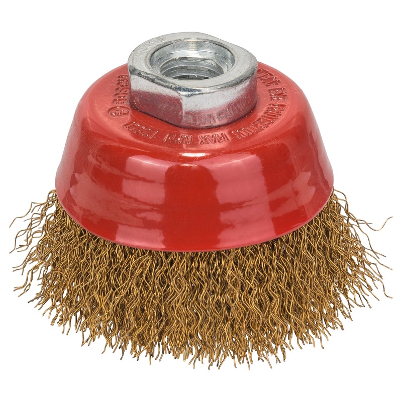 Bosch Professional Crimped Wire Cup Brush – Brass-Coated, 70mm, M14, 0.3 Thickness