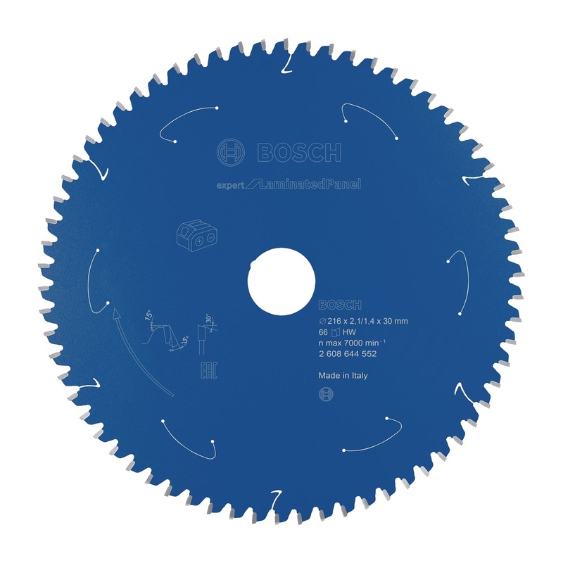 Bosch Professional Expert Circular Saw Blade for Cordless Saws – 216×2.1/1.4×30 T66 – Laminated Panel