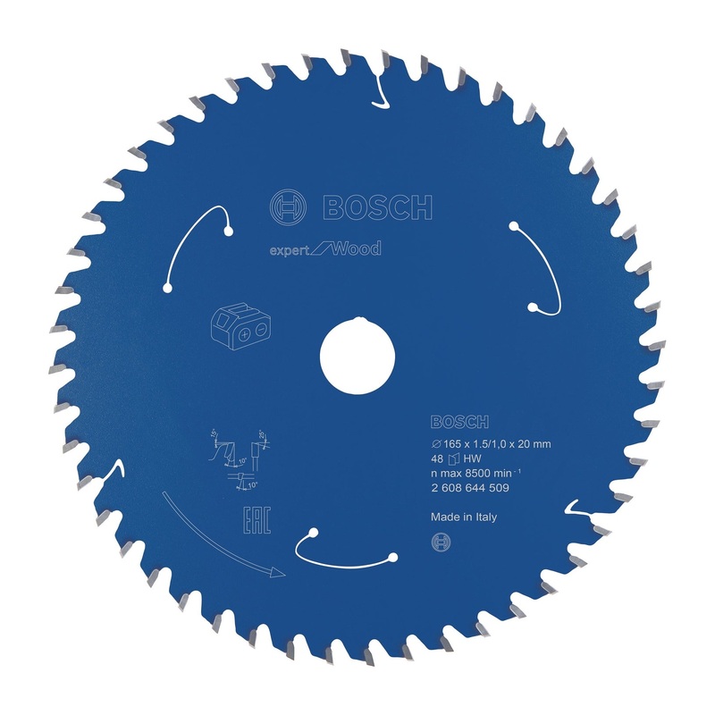Bosch Professional Expert Circular Saw Blade for Cordless Saws – Wood, 165×1.5/1×20 T48