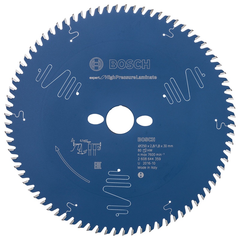 Bosch Professional Expert Circular Saw Blade for High Pressure Laminate Table Saw – 250x30x2.8x80T
