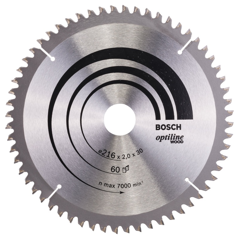 Bosch Professional Optiline Wood Circular Saw Blade – 216mm x 30mm x 2.0mm, 60 Teeth