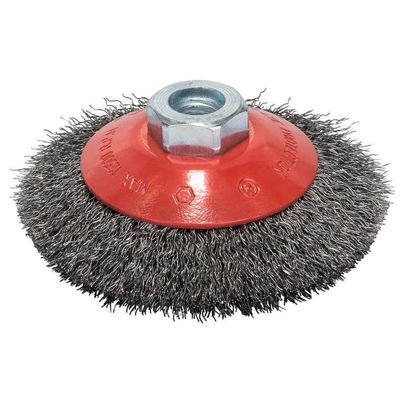 Bosch Professional 100mm M14 Conical Brush – Crimped Wire, 0.3mm Steel