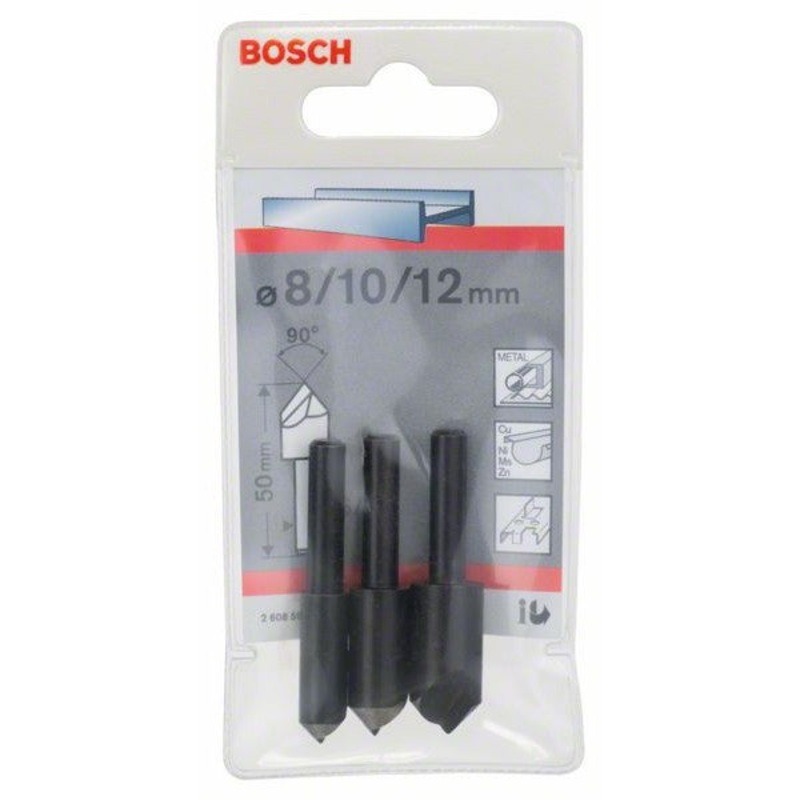 Bosch Professional 3-Piece Countersink Bit Set – 50mm, 6-8mm, 8-12mm