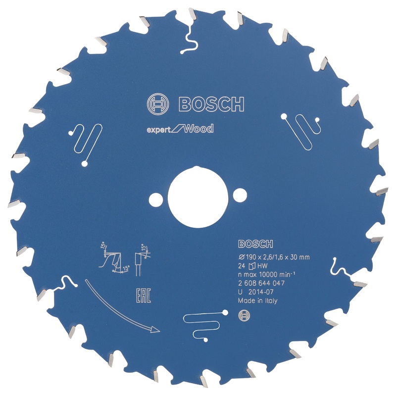 Bosch Professional Circular Saw Blade Expert for Wood – 190 x 30 x 2.6 mm, 24 Teeth