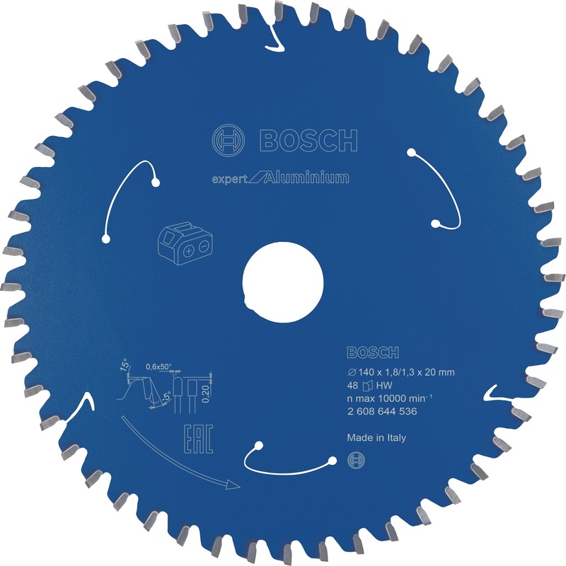 Bosch Professional Expert Aluminium Circular Saw Blade for Cordless Saws – 140×1.8/1.3×20 T48