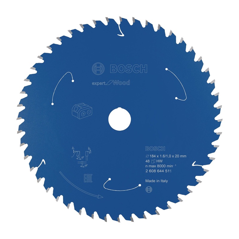 Bosch Professional Expert Circular Saw Blade for Wood – Cordless Saws – 184×1.6/1×20 T48